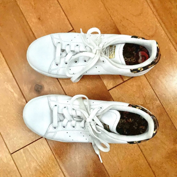 Adidas Stan Smith Floral White/Gold Sneakers Size 6 - Picture 9 of 16